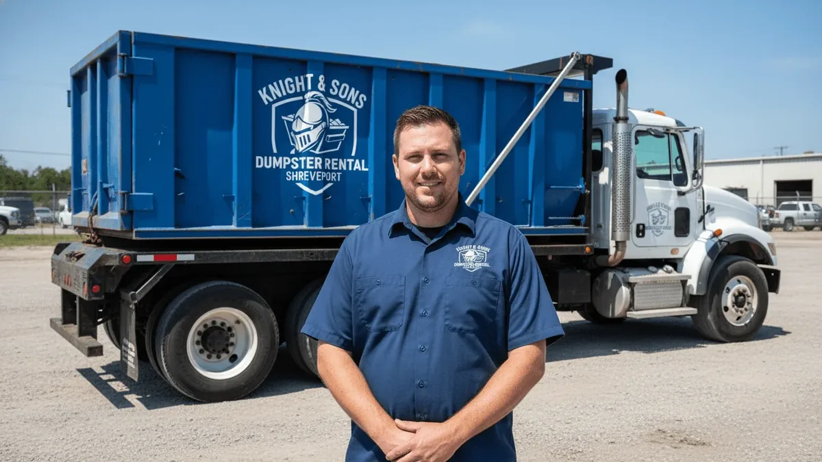 Knight & Sons Dumpster Rental Shreveport delivering a roll-off dumpster across the Shreveport service area